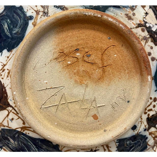 Monumental Decorative Studio Pottery Charger on Iron Stand by Josef Zala, 1987 For Sale - Image 11 of 11