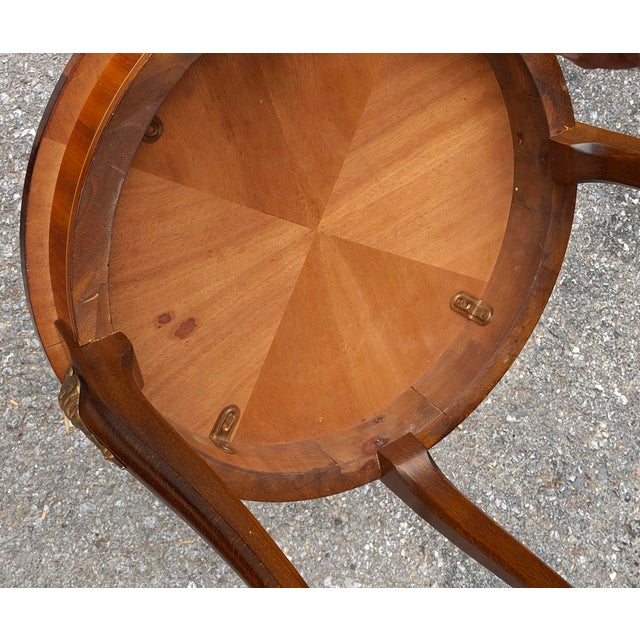 Louis XV Style Gilt Floral Marquetry Tulipwood and Kingwood Gueridon Table For Sale - Image 10 of 10