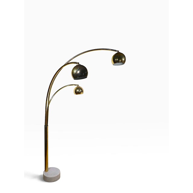Metal 1970s Space Age Brass and Marble Arc Floor Lamp For Sale - Image 7 of 18