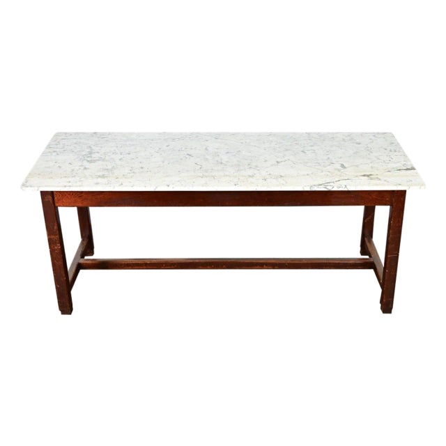 French 19th Century Marble Top Farm Table For Sale
