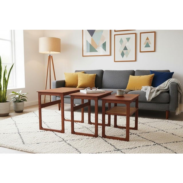 Teak Nesting Desks by Johannes Andersen for CFC Silkeborg, 1960s, Set of 3 For Sale - Image 6 of 15