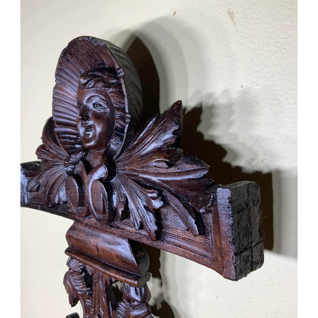 Wood Antique 1900s Italian Hand Carving Wood Wall Hanging For Sale - Image 7 of 11