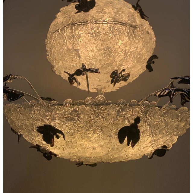 Murano Glass Chandelier with Flowers attributed to Barovier, 1970s For Sale - Image 7 of 18
