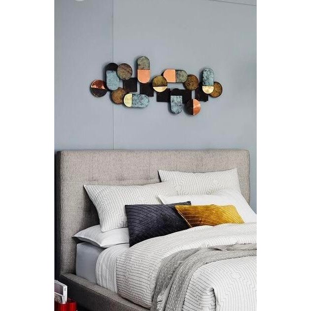 Mid Century Metal Wall Art Patina Geometry Vintage For Sale - Image 16 of 18