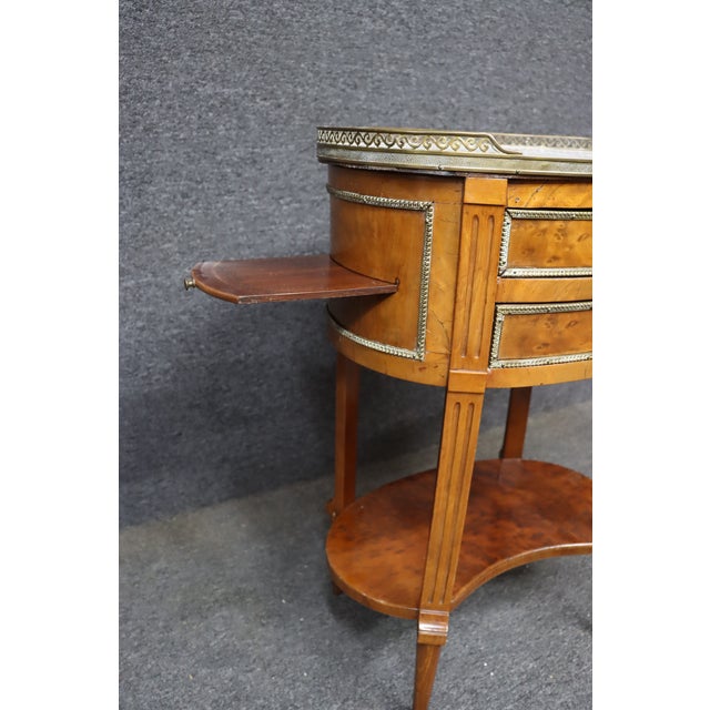 Brown French Louis XVI Revival Walnut Bouillotte Side Table With Marble Top For Sale - Image 8 of 13