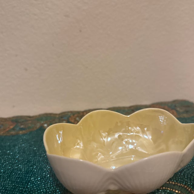 Ceramic Mid-Century Irish Parian China "New Shell" Yellow Lustre Bon Bon Dish For Sale - Image 7 of 11