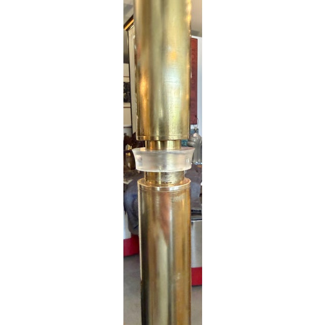 Art Deco Pair of Art Deco Style Brass Torchiere Floor Lamps From 70's For Sale - Image 3 of 7