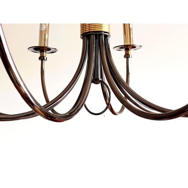 Vintage Eight-Arm Silver and Gold Metal Chandelier, 1980s For Sale - Image 12 of 13