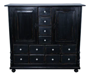 Antique Pine Cupboard with 12 Drawers, 1925