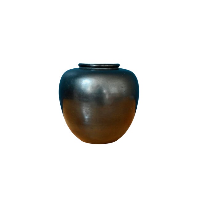 Black Glazed Ceramic Vase from Elchinger, Soufflenheim, Alsace, 1950s For Sale