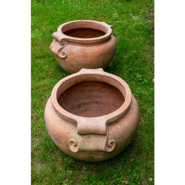 Handcrafted Enzo Zago Terracotta Planters, Baroque Revival, 1970s, , 2 Pieces, Attributed For Sale - Image 4 of 13