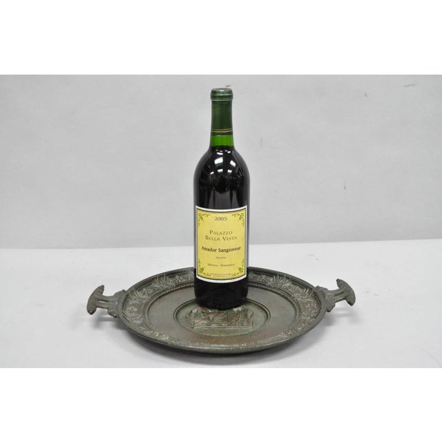 Vintage Roman Classical Style Figural Cast Iron Twin Handle Charger Dish For Sale - Image 12 of 12
