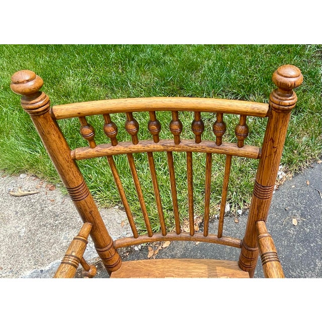Late 19th-Century Victorian Solid Oak "Ball & Stick" Highchair With Hand-Woven Cane Seat For Sale - Image 10 of 18