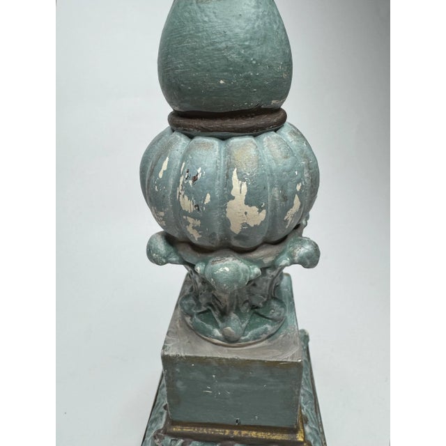 Blue Vintage French Provincial Ornate Decorative Finial in French Blue & Gold For Sale - Image 8 of 12