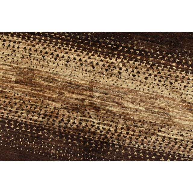 Textile Gabbeh Rug 5′ X 6’4” Brown Gray Wool Contemporary Hand-Knotted Carpet For Sale - Image 7 of 12