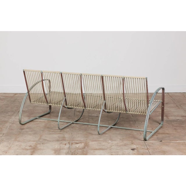 Off-white 1960s Walter Lamb for Brown Jordan Bronze Patio Three Seater Sofa, Attributed For Sale - Image 8 of 13