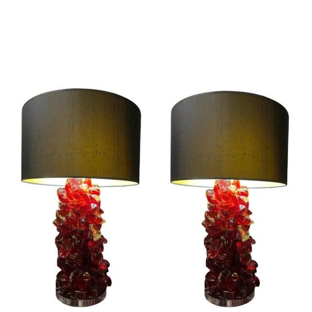 Glass Rock Candy Lamps by Swank Lighting, Set of 2 For Sale - Image 7 of 7