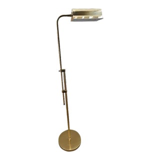 C1970s Mid Century Modern Adjustable Brass Floor Lamp For Sale