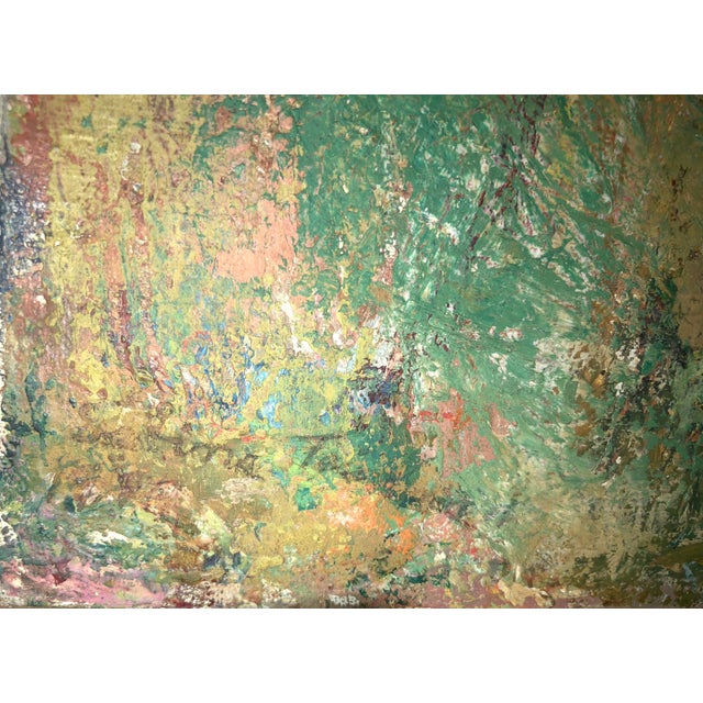 Blue Sabina Teichman, Abstract Procession Jewish Wedding Chuppah Oil Painting Modernist Judaica, c.1950s For Sale - Image 8 of 8