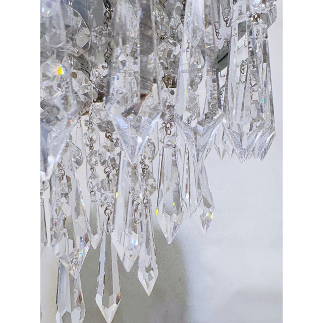 Mid-Century Modern Vintage Mid-Century Modern Chrome Tiered Waterfall "Wedding Cake" Crystal Chandelier For Sale - Image 3 of 8
