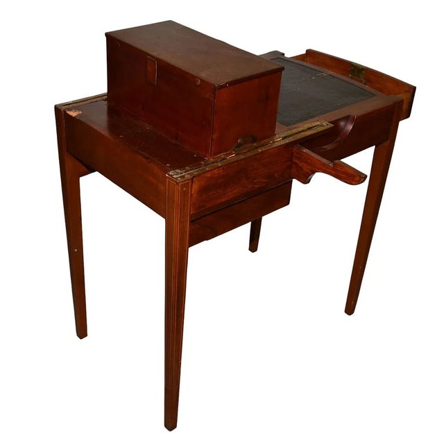 Rare and unusual American Mahogany Dropleaf with hidden Popup Retractable Desk, table slides back to reveal brass tracks...