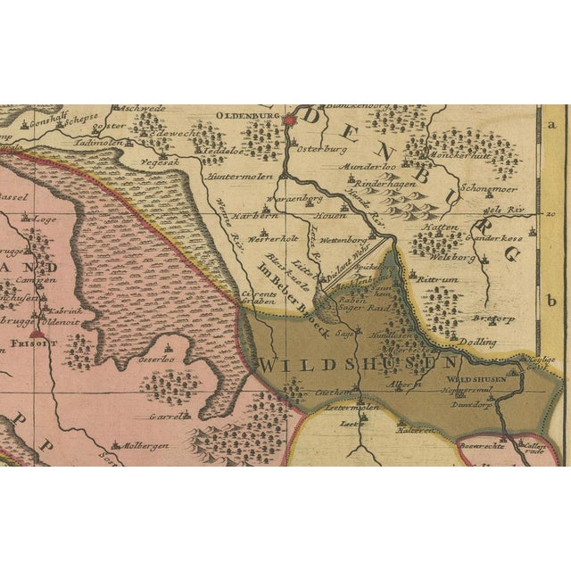 Map of the Lower Bishopric of Münster by Sanson & Ottens, 1750 For Sale - Image 6 of 8