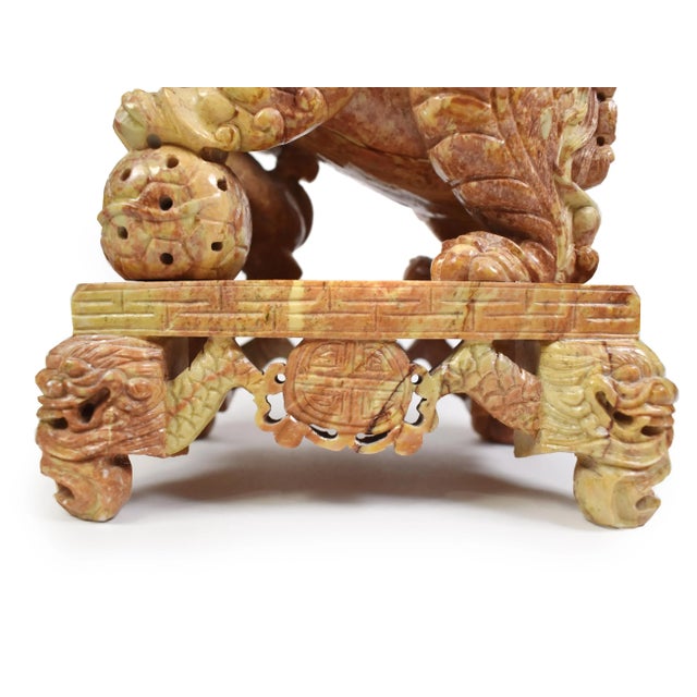 Mid-Century Carved Stone Chinees Dragon Lion Statue Sculpture For Sale - Image 9 of 11
