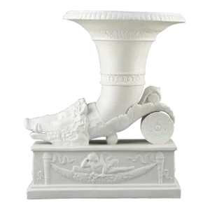 Antique German Grand Tour Style Bisque Porcelain Boar's Head Rhyton Form Vase Sculpture