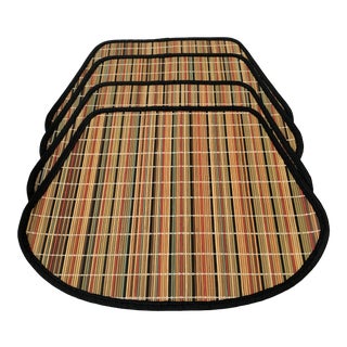 Vintage Set of 4 Boho Chic Bamboo Placemats For Sale