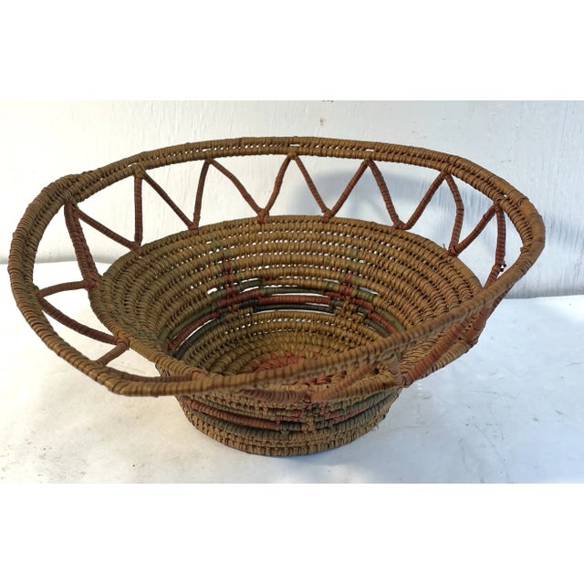 Mid 20th Century Vintage Hand Crafted Artist Woven Basket For Sale - Image 5 of 8