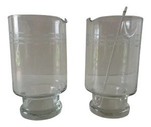 Vintage C.1960's Mid-Century Etched Cocktail Martini Mixers- a Pair