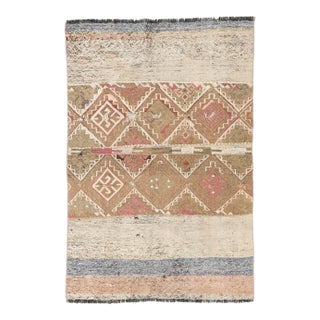Decorative Small Vintage Kilim Rug - 3`3″ X 4`11″ For Sale