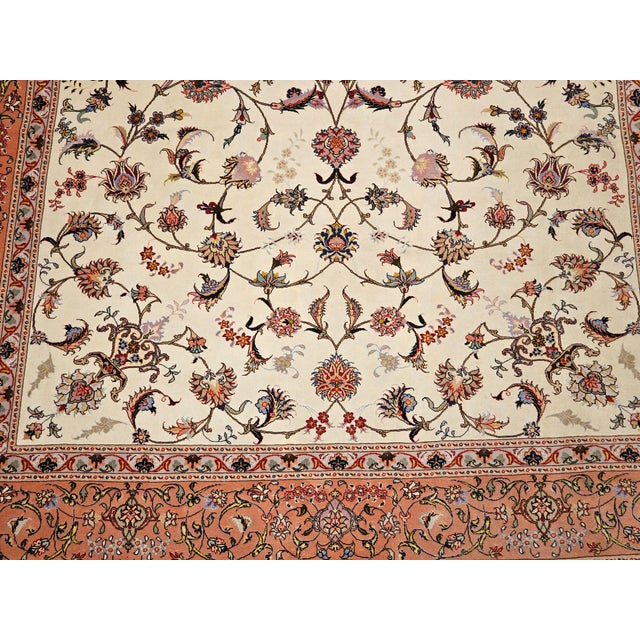 Cream Late 20th Century Tabriz Rug For Sale - Image 8 of 12