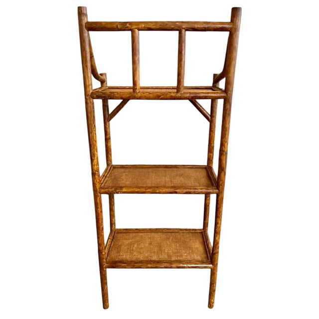 Brown 1970s Vintage Rattan & Seagrass Bookcase Etagere For Sale - Image 8 of 12
