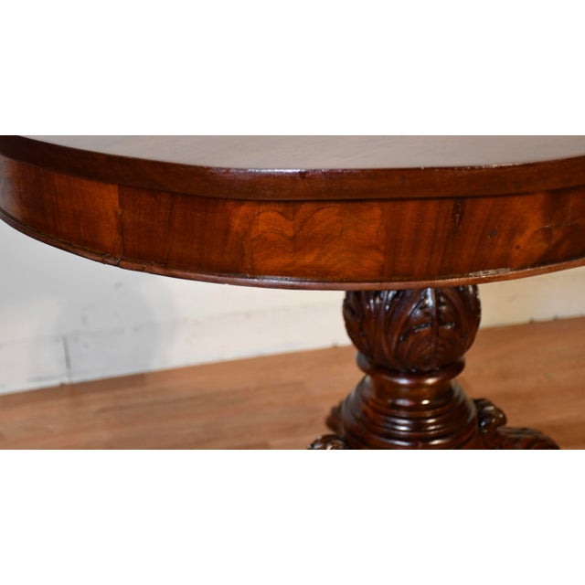 19th Antique American Empire Solid Mahogany Lion Feet Center Accent Table For Sale - Image 6 of 15