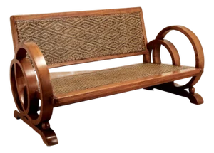Jamaican Art Deco Style Caned Settee or Love Seat