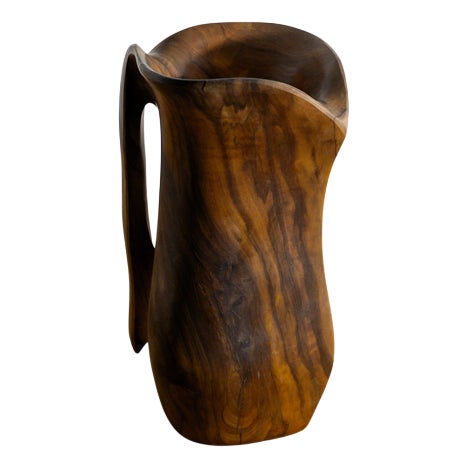 Mid-Century Modern French Wooden Sculptural Pitcher by Alexandre Noll, 1960s For Sale