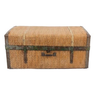 Woven Domed Travel Trunk/Luggage Suitcase For Sale