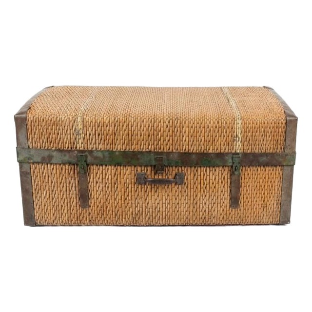 Woven Domed Travel Trunk/Luggage Suitcase For Sale