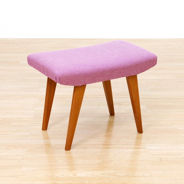 Wood Mid Century Vanity Stool Attributed to Alfred Cox For Sale - Image 7 of 9