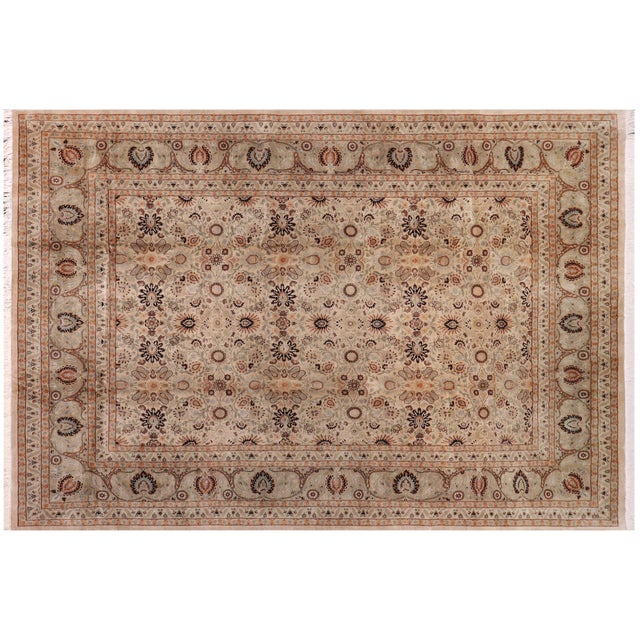 Taupe Boho Chic Pak-Persian Beige/Gold Wool Rug - 9'10'' X 13'10'' For Sale - Image 8 of 8