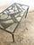Mid Century Brutalist Coffee or Console Table with glass top. 43.5w 22d 21h