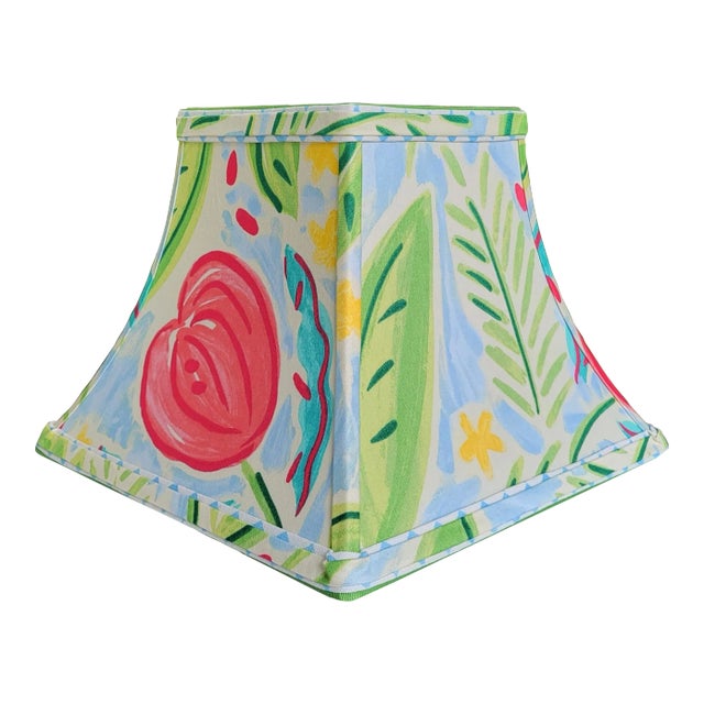 Early 21st Century Square Bell Duralee Palm Beach Lampshade For Sale