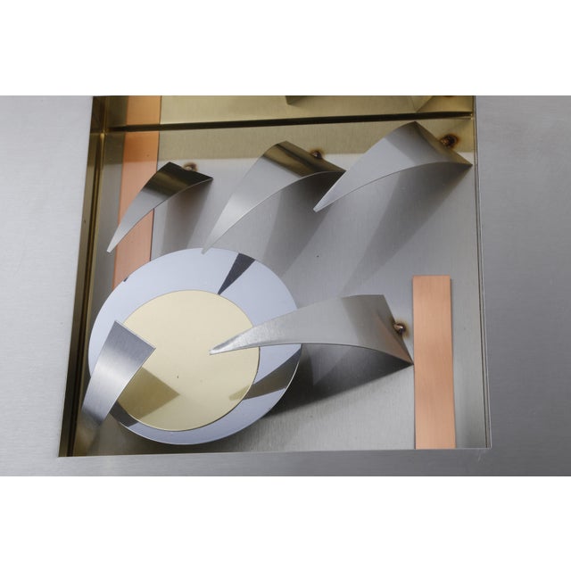 Vintage Modern Stainless Steel Abstract Wall Sculpture 16” X 16” Curtis Jere Style For Sale - Image 10 of 10
