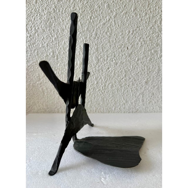 David Palombo, Modernist Brutalist Hand Forged Iron Bookends Sculpture Israeli David Palombo For Sale - Image 9 of 12