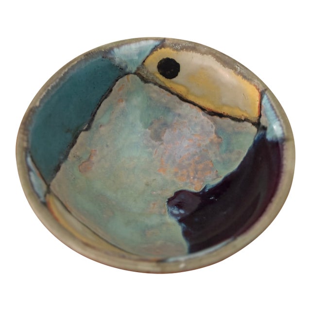 Vintage Studio Pottery Stoneware Bowl in Abstract Bold Color Patch Glaze, 20th Century For Sale