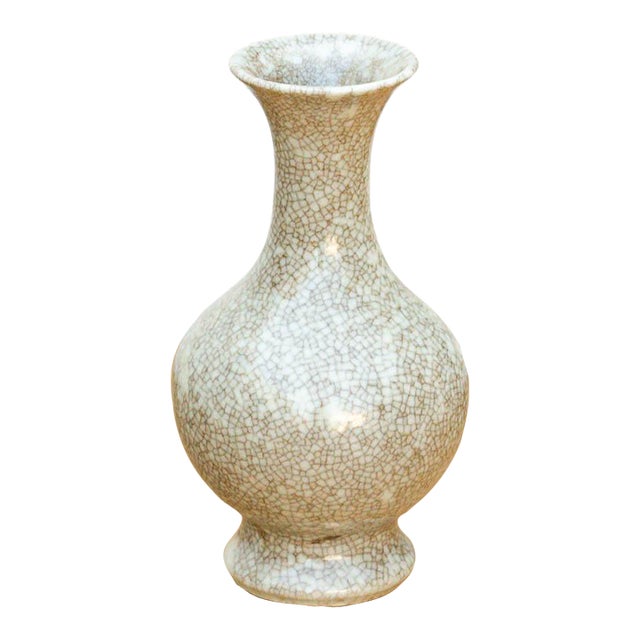 Bulbous Silhouette Ceramic Crackle Small Vase For Sale