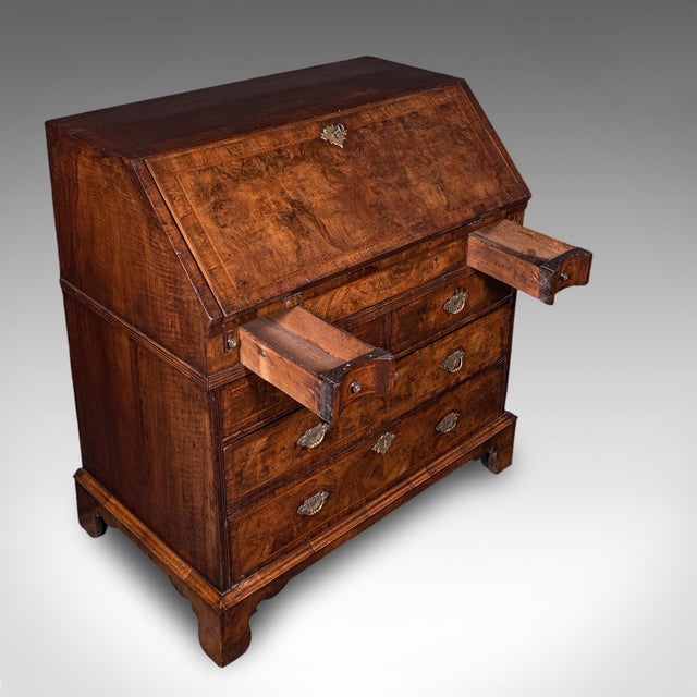 Antique Fall Front Bureau, English, Walnut, Writing Cabinet, Georgian, c.1750 For Sale - Image 9 of 12