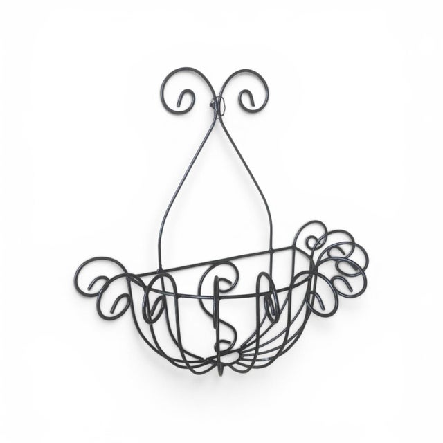 Vintage Wrought Iron Scrolled Wall Pocket Planter For Sale In Charlotte - Image 6 of 17