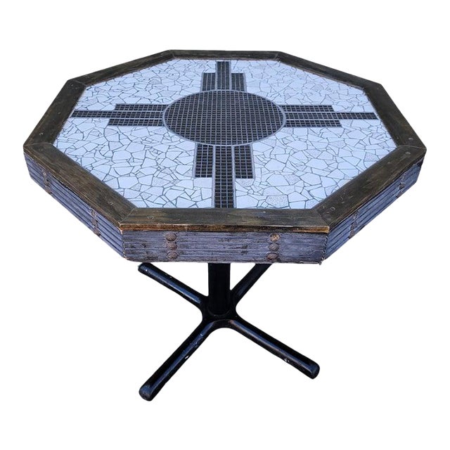 1940s New Mexico Tile / Pedestal Table For Sale